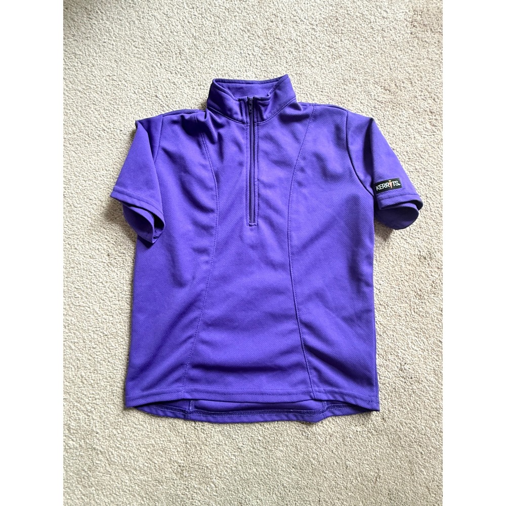Kerrits Purple Short Sleeve Riding Shirt Girls Medium 1/4 Zip Equestrian